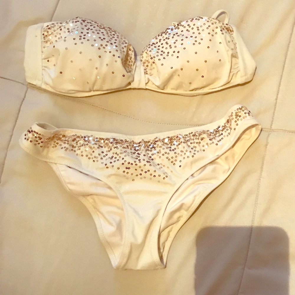 Pink Victoria’s Secret white Bikini set